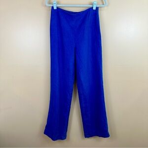 Talbots Hollywood Royal Blue Linen Pants 4 Lined Trousers Slacks Flat Front